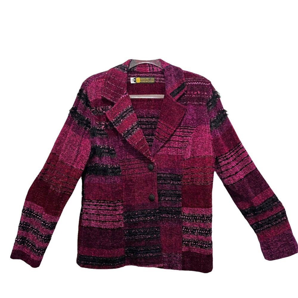 Margaret Lent Chenille Luxury Jacket Fiber Artist RICH ART WOW Handwoven Size M